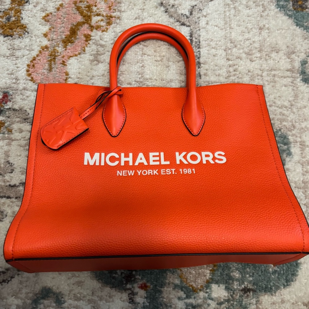 MICHAEL Michael Kors Mirella medium tote in leather, color “poppy multi”